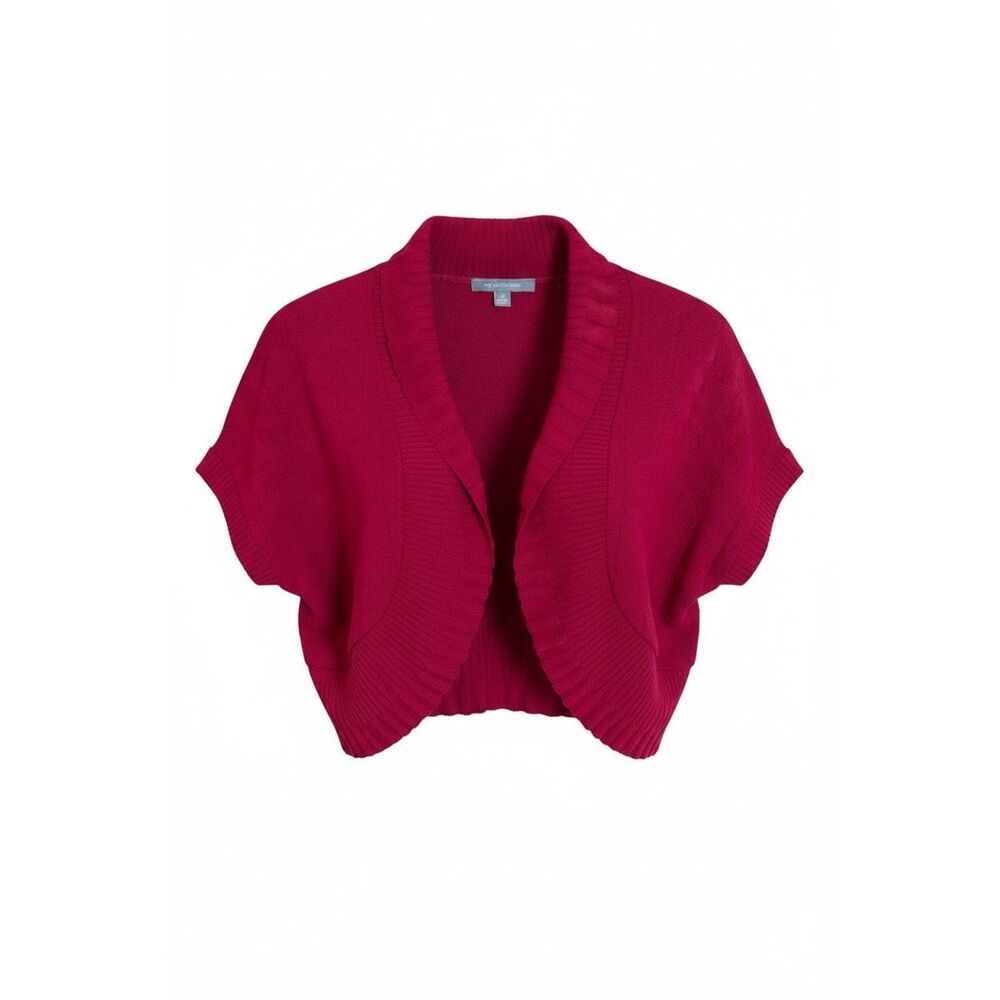 Women's Fuchsia Open-Front Cropped Sweater